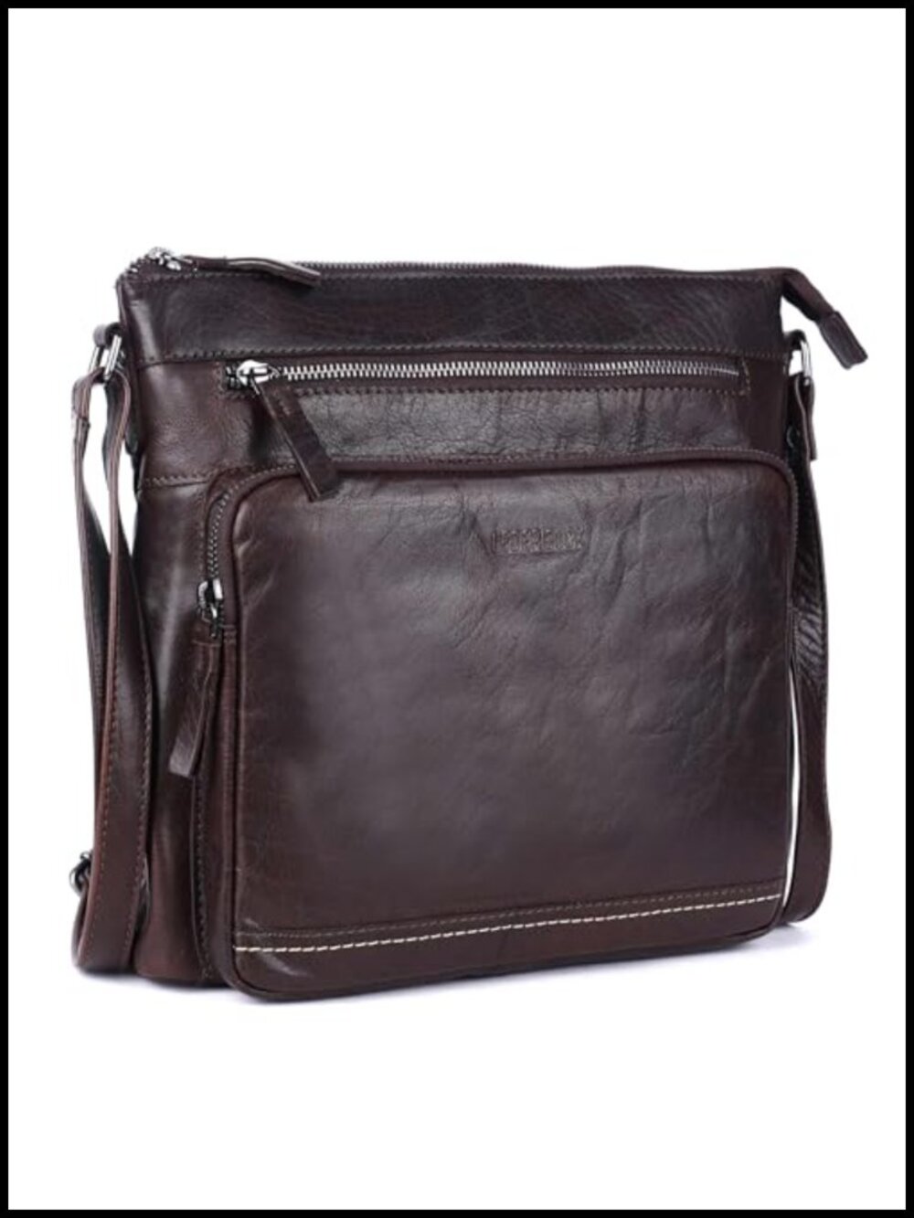 Genuine Leather Extra Large Crossbody Purse Triple Zip Shoulder Bag